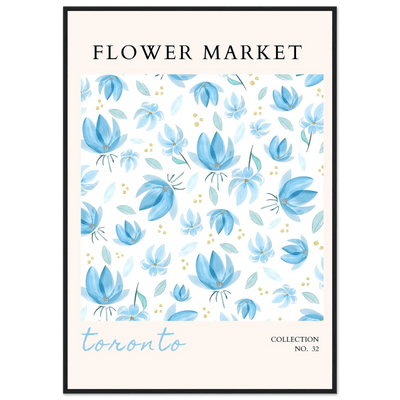 Toronto Flower Market Wall Art – Delicate Blue Floral & Gold Dot Prints | Framed & Ready-to-Hang - Vibrantwalls