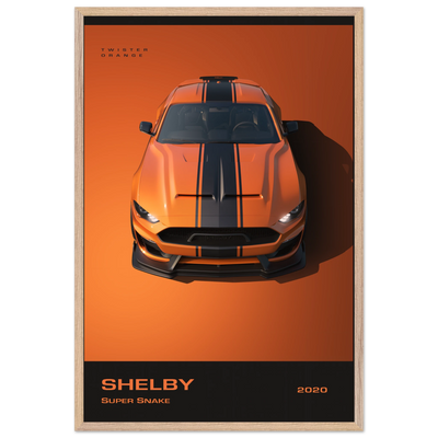 Shelby Super Snake 2020 "Twister Orange" Framed Poster | Modern Automotive Art, Ready-to-Hang Premium Quality 60x90 cm 24x36″ Wood frame Vibrantwalls