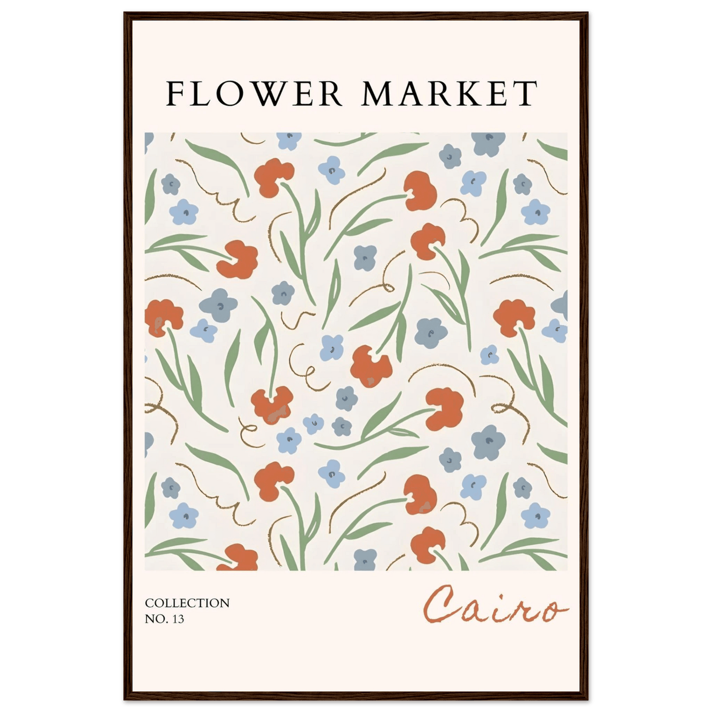 Flower Market Cairo Framed Poster – Abstract Floral Art Print | Earthy Tones & Ready-to-Hang Decor - Vibrantwalls