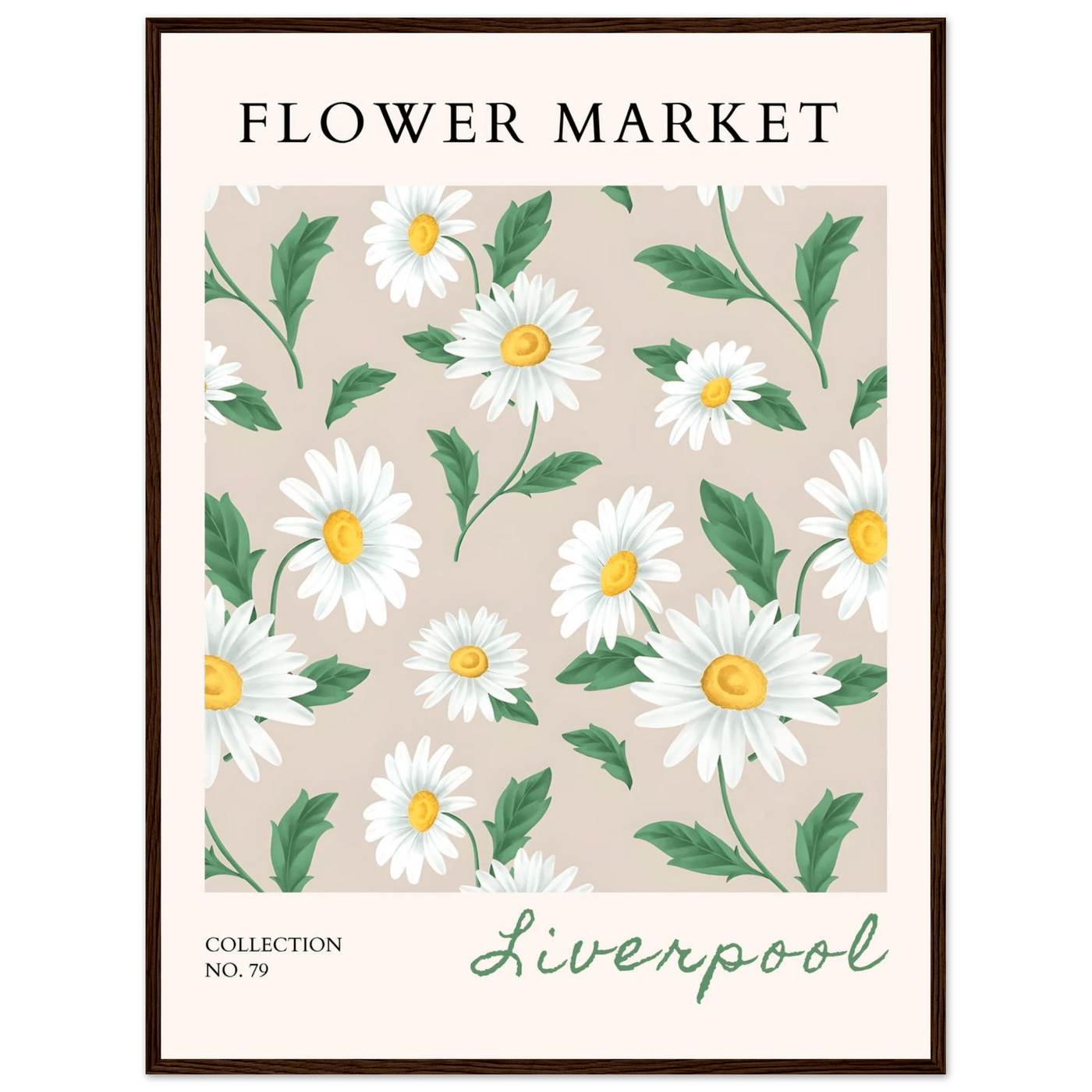 Charming Daisy Field Framed Poster – Botanical 'Flower Market' Art Print | Ready-to-Hang in Your Choice of Frame - Vibrantwalls