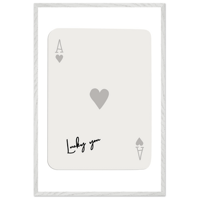Lucky You Ace of Hearts Poker Card Print - Framed Eco-Friendly Wood Poster Art for Game Lovers - Vibrantwalls