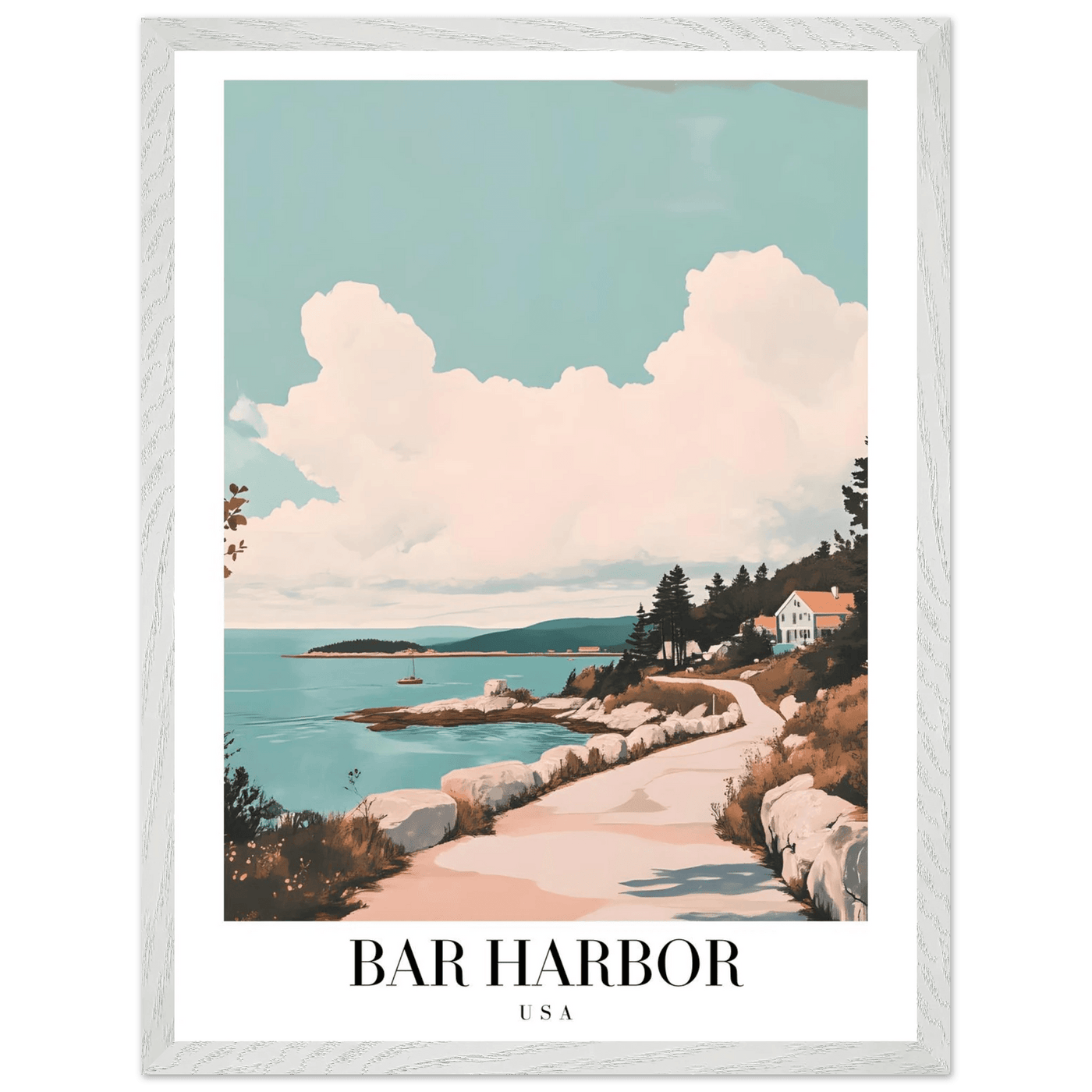 Bar Harbor Maine Framed Poster – Coastal Charm Wall Art with Wooden Frame - Vibrantwalls