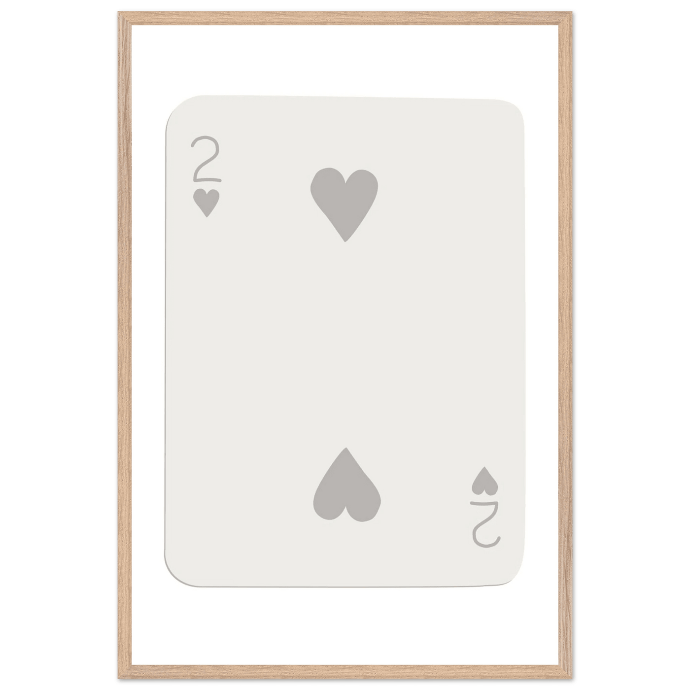 Minimalist Two of Hearts Poker Card Print - Mounted Framed Eco-Friendly Art for Modern Decor - Vibrantwalls