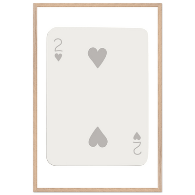 Minimalist Two of Hearts Poker Card Print - Mounted Framed Eco-Friendly Art for Modern Decor - Vibrantwalls