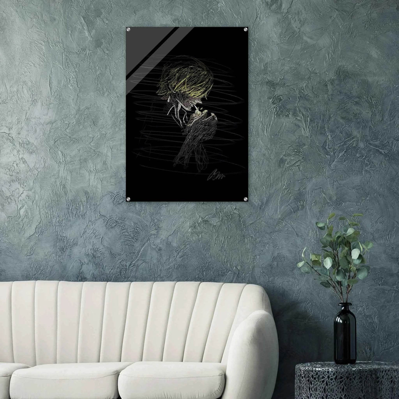 Manga Anime Wall Decor - Scribble Art Acrylic Print for Abstract Luminous Modern Home Aesthetics - Vibrantwalls