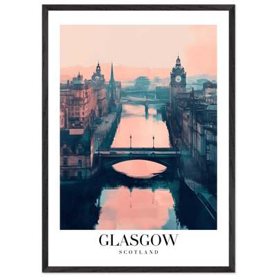 Glasgow Scotland Framed Poster – Atmospheric Cityscape Wall Art with Customizable Wooden Frame - Vibrantwalls