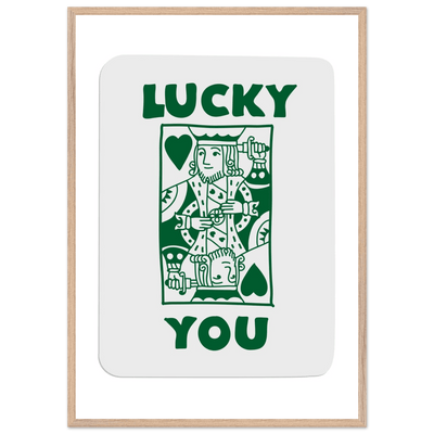 Lucky You Poker King of Hearts Print - Mounted Eco-Friendly Framed Poster Art in Dark Green - Vibrantwalls