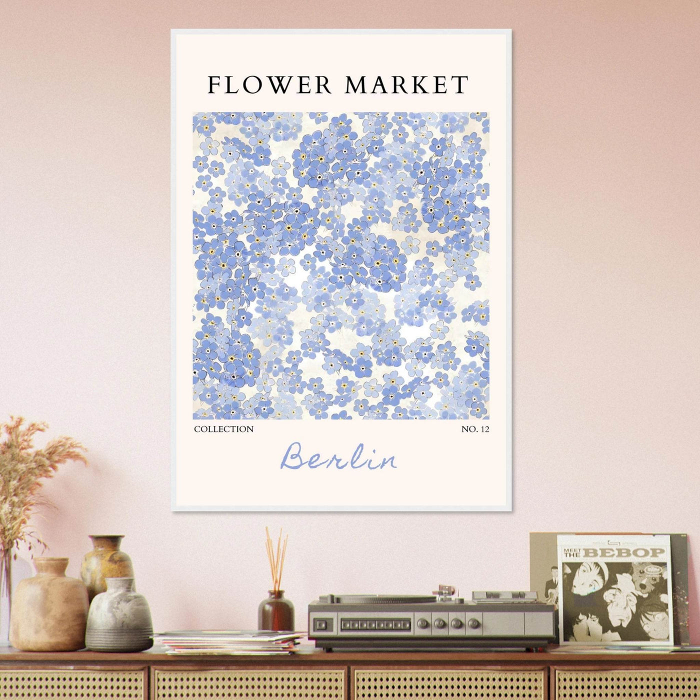 Forget-Me-Not Bloom Framed Poster – Gentle Blue Floral Art Print | Berlin Collection | Ready-to-Hang Wall Art - Vibrantwalls