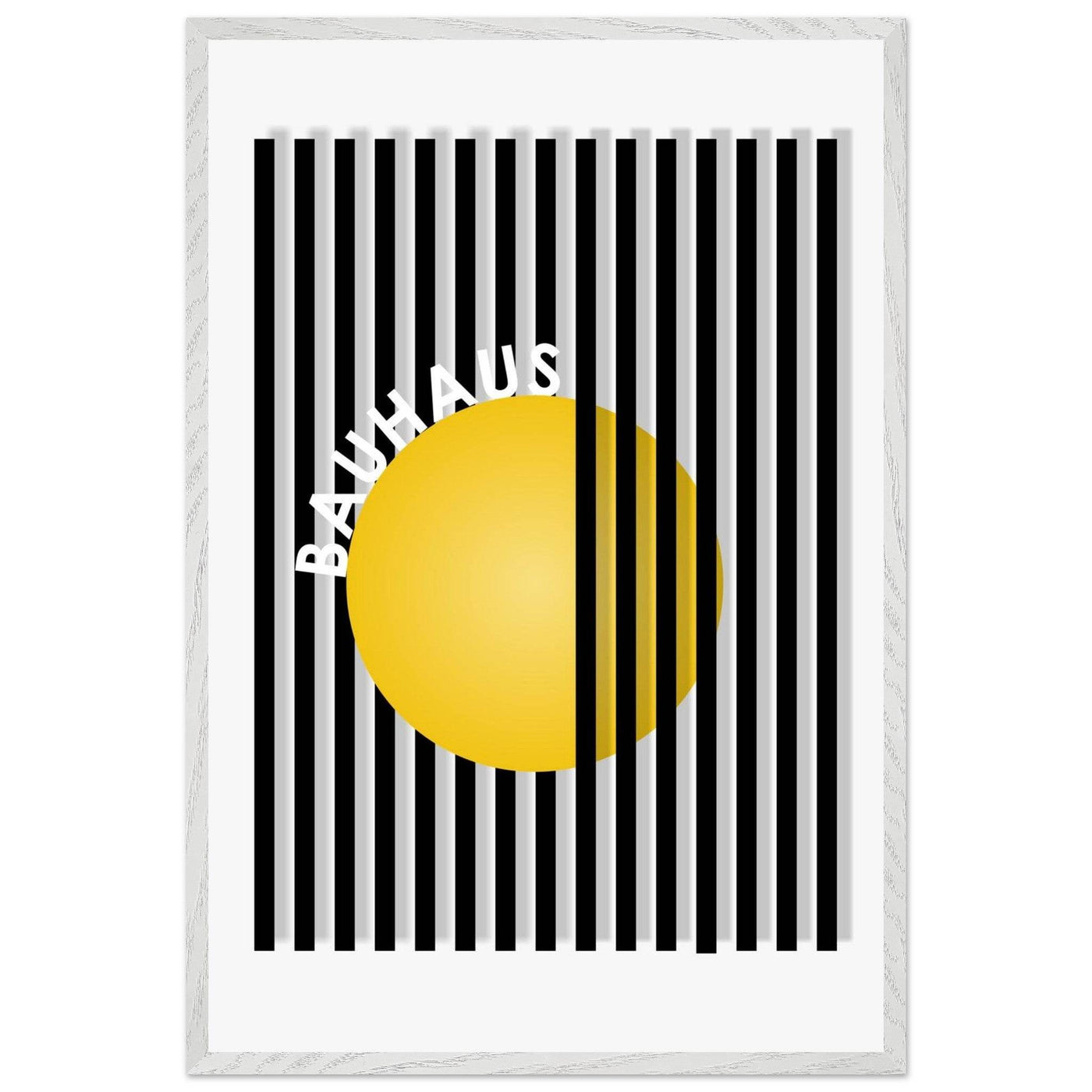Bauhaus Yellow Circle Wall Art with Modern Stripes - Vibrantwalls