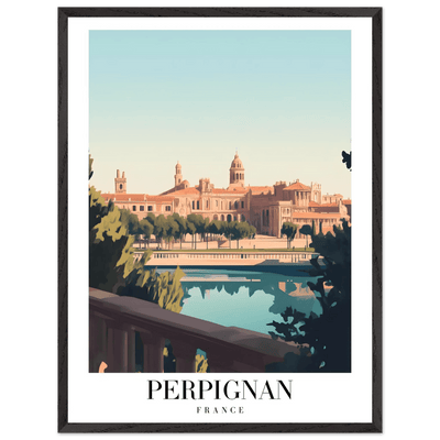 Perpignan France Framed Poster – Vintage Cityscape Wall Art with Wooden Frame - Vibrantwalls