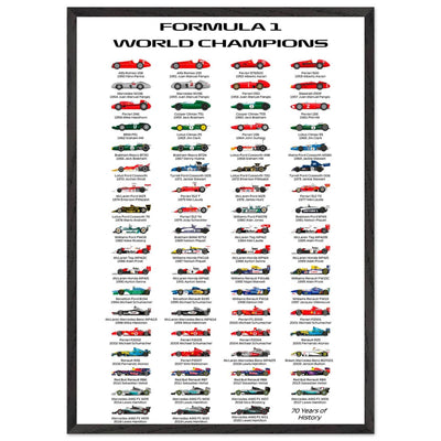 Formula 1 World Champions Poster - 70 Years of History - Eco-Friendly, Ready to Hang - Vibrantwalls