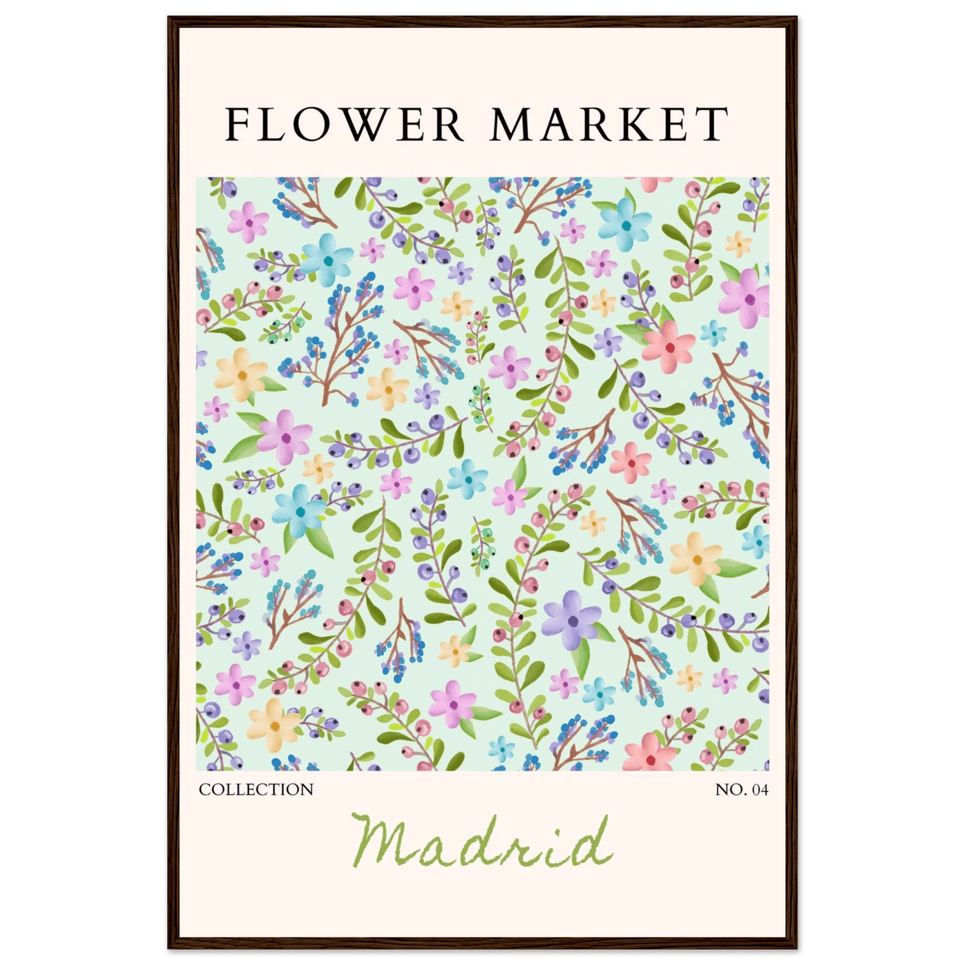 Flower Market Collection Framed Poster – Whimsical Floral & Berry Art Prints | Ready-to-Hang in Various Sizes - Vibrantwalls