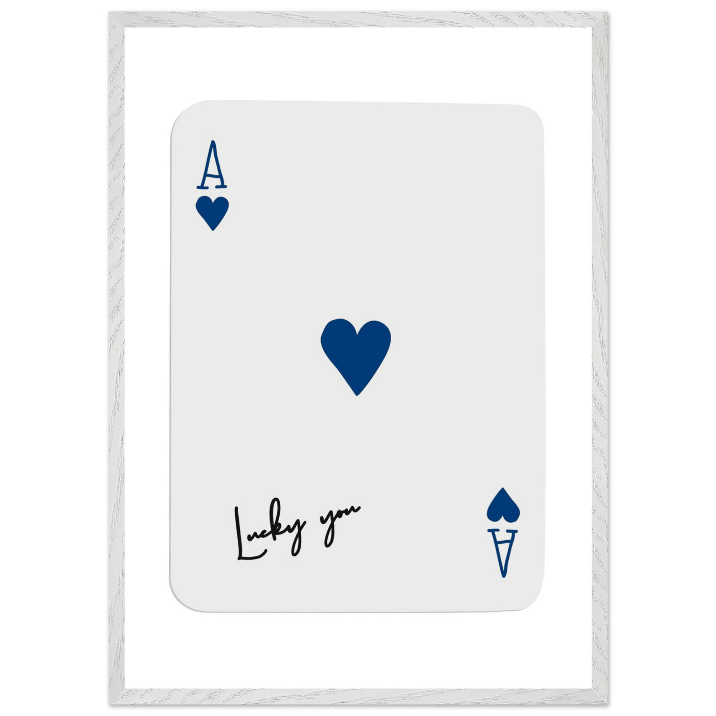 Lucky You Ace of Hearts - Framed Poker Card Art, Minimalist Eclectic Decor, Eco-Friendly Wood Frame - Vibrantwalls