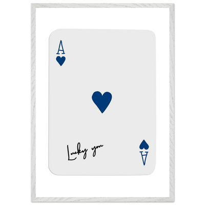 Lucky You Ace of Hearts - Framed Poker Card Art, Minimalist Eclectic Decor, Eco-Friendly Wood Frame - Vibrantwalls