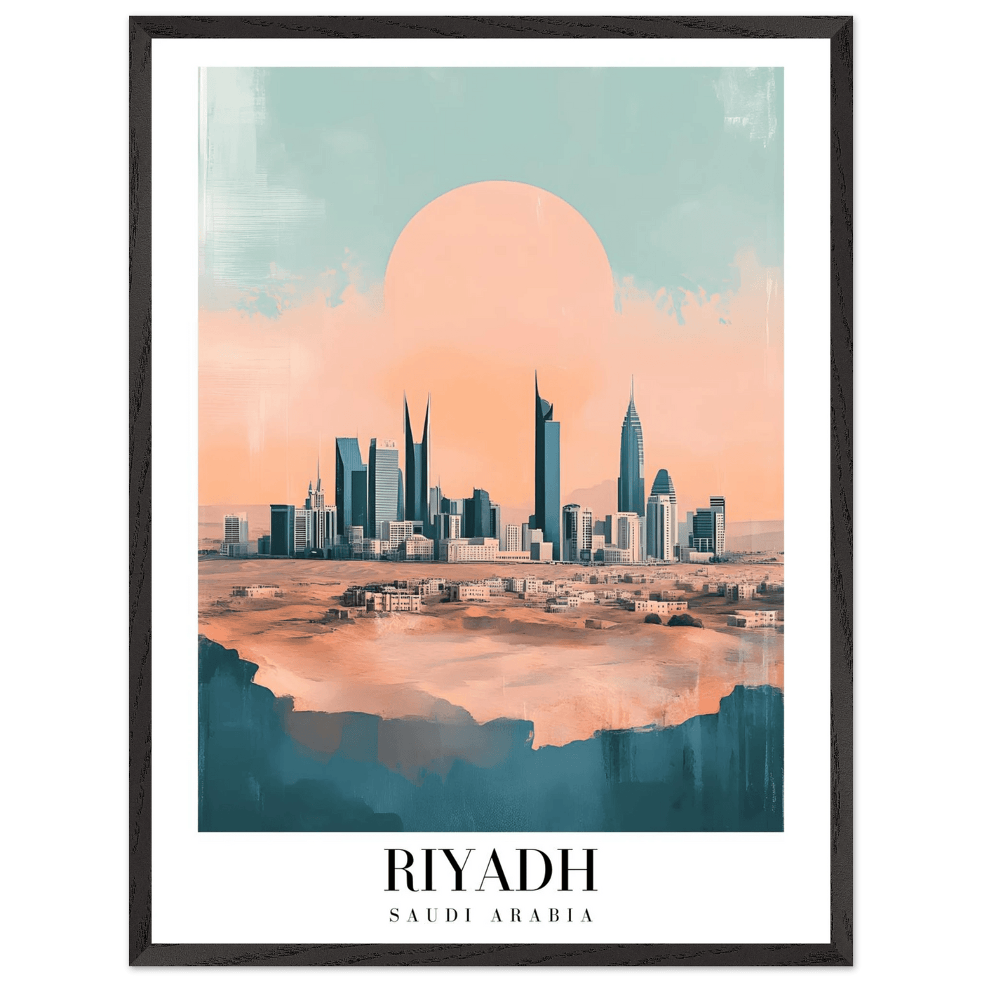 Riyadh Saudi Arabia Framed Poster – Modern Desert City Wall Art in Earthy Tones - Vibrantwalls