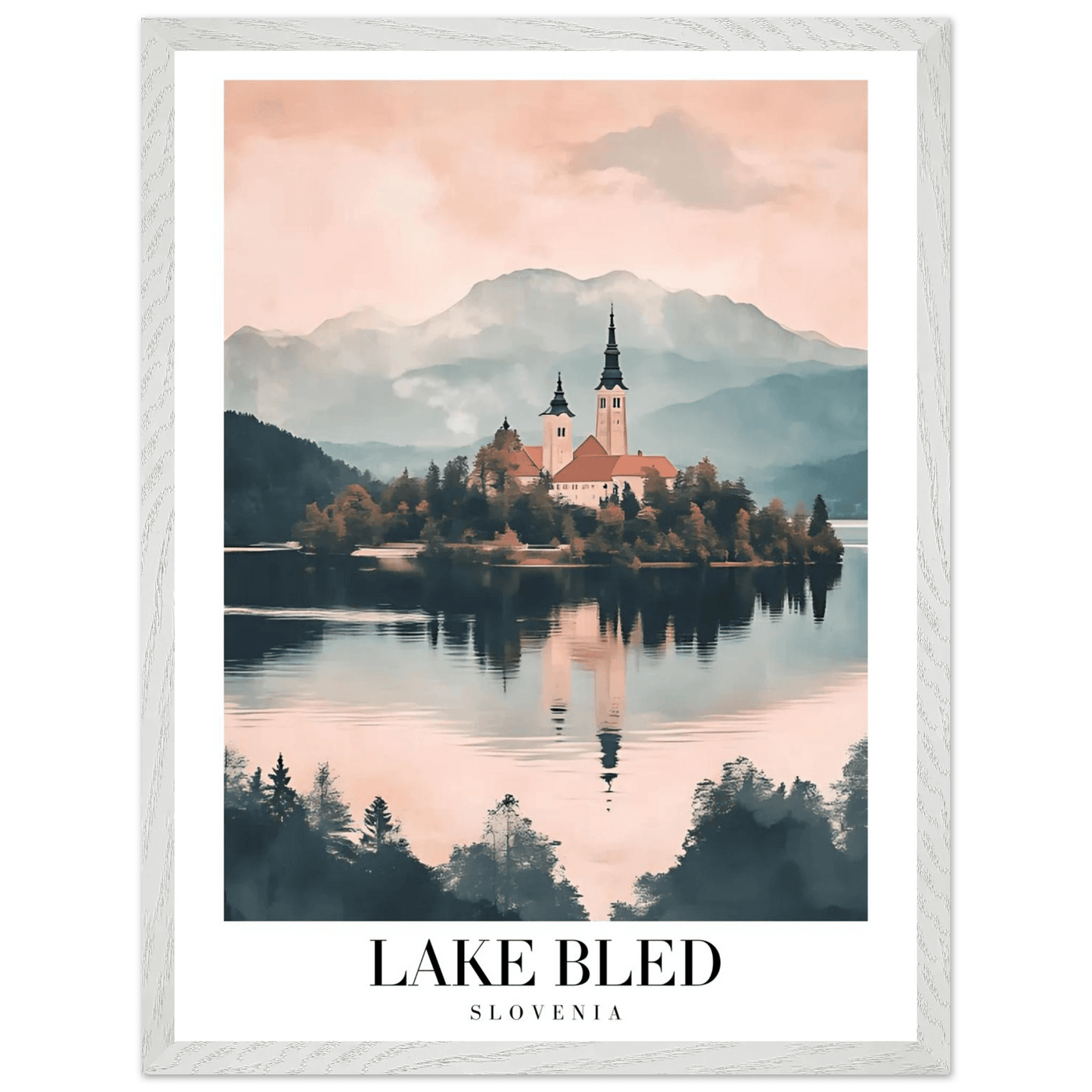 Lake Bled Slovenia Framed Poster – Serene Lakeside Wall Art with Wooden Frame - Vibrantwalls
