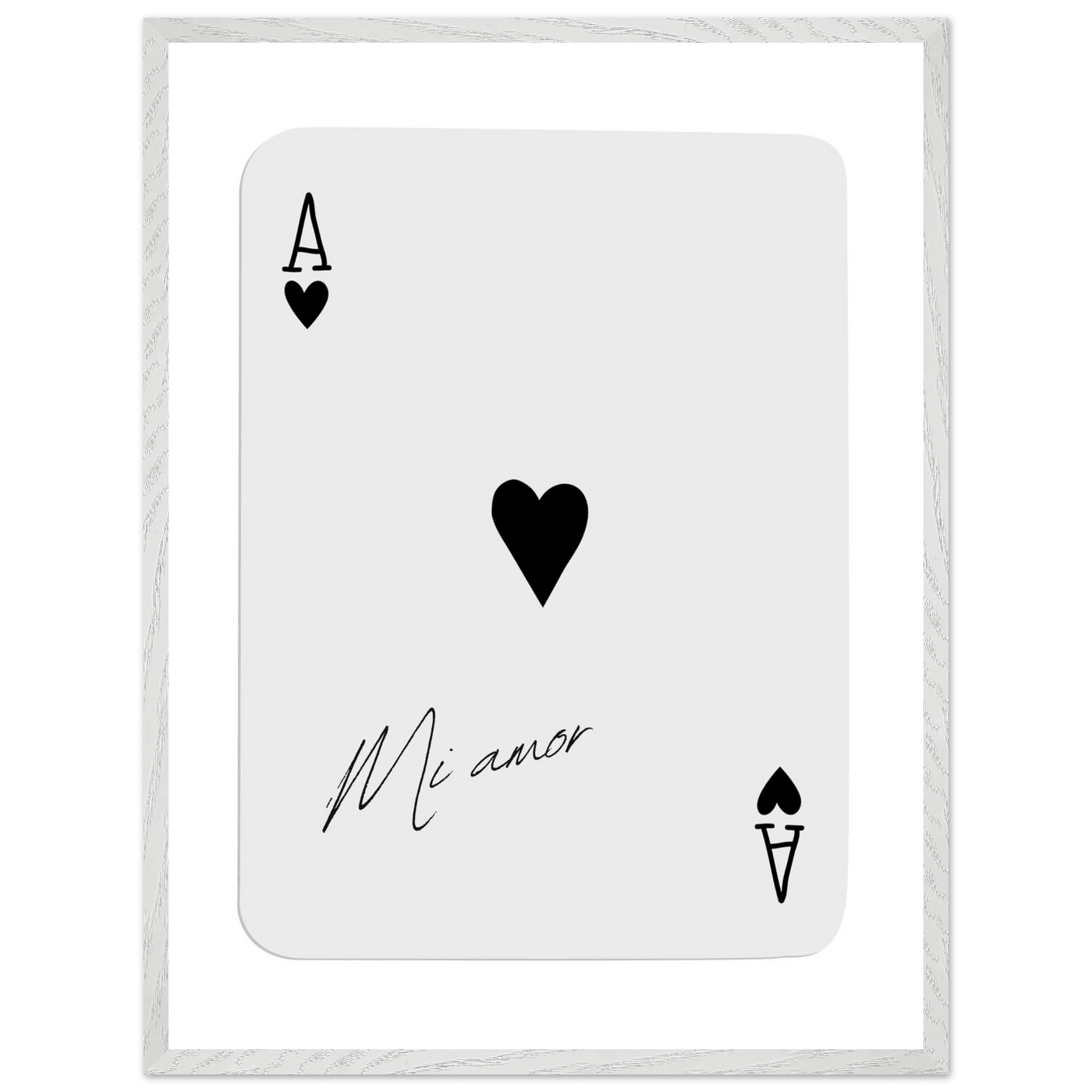 Mi Amor Ace of Hearts Framed Poster Art - Romantic Card Print with Eco-Friendly Wood Frame, Multiple Sizes & Colors - Vibrantwalls