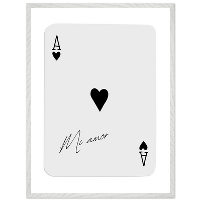 Mi Amor Ace of Hearts Framed Poster Art - Romantic Card Print with Eco-Friendly Wood Frame, Multiple Sizes & Colors - Vibrantwalls