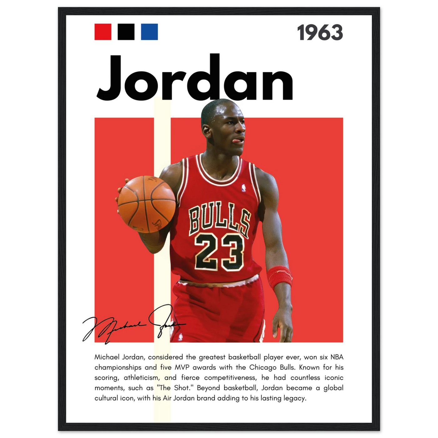 Michael Jordan Air Jordan Bulls Retro Print 45x60 cm 18x24″ Black frame Vibrantwalls