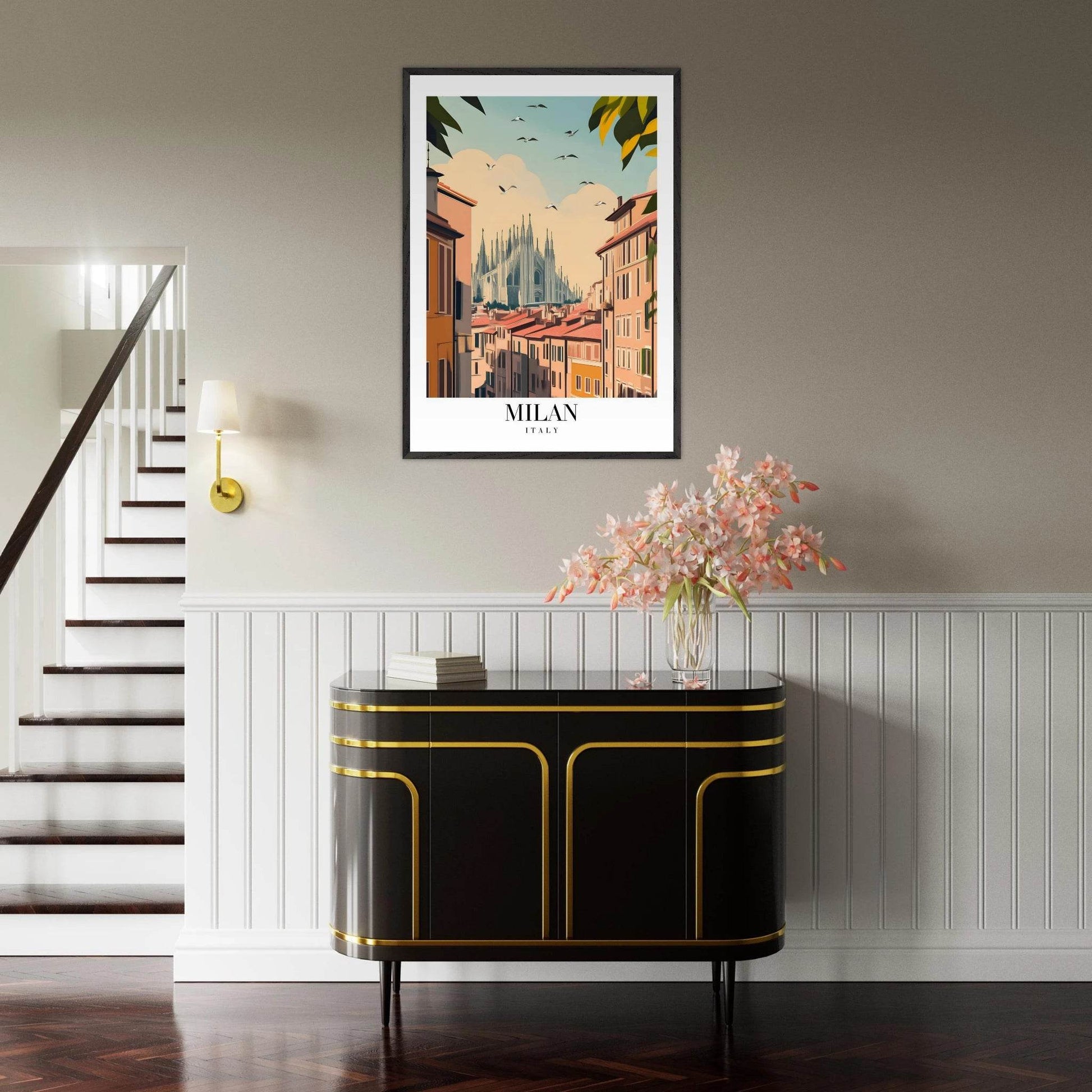 Milan Italy Modern European Vintage Travel Poster - Wall Art - Vibrantwalls