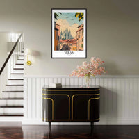 Milan Italy Modern European Vintage Travel Poster - Wall Art - Vibrantwalls