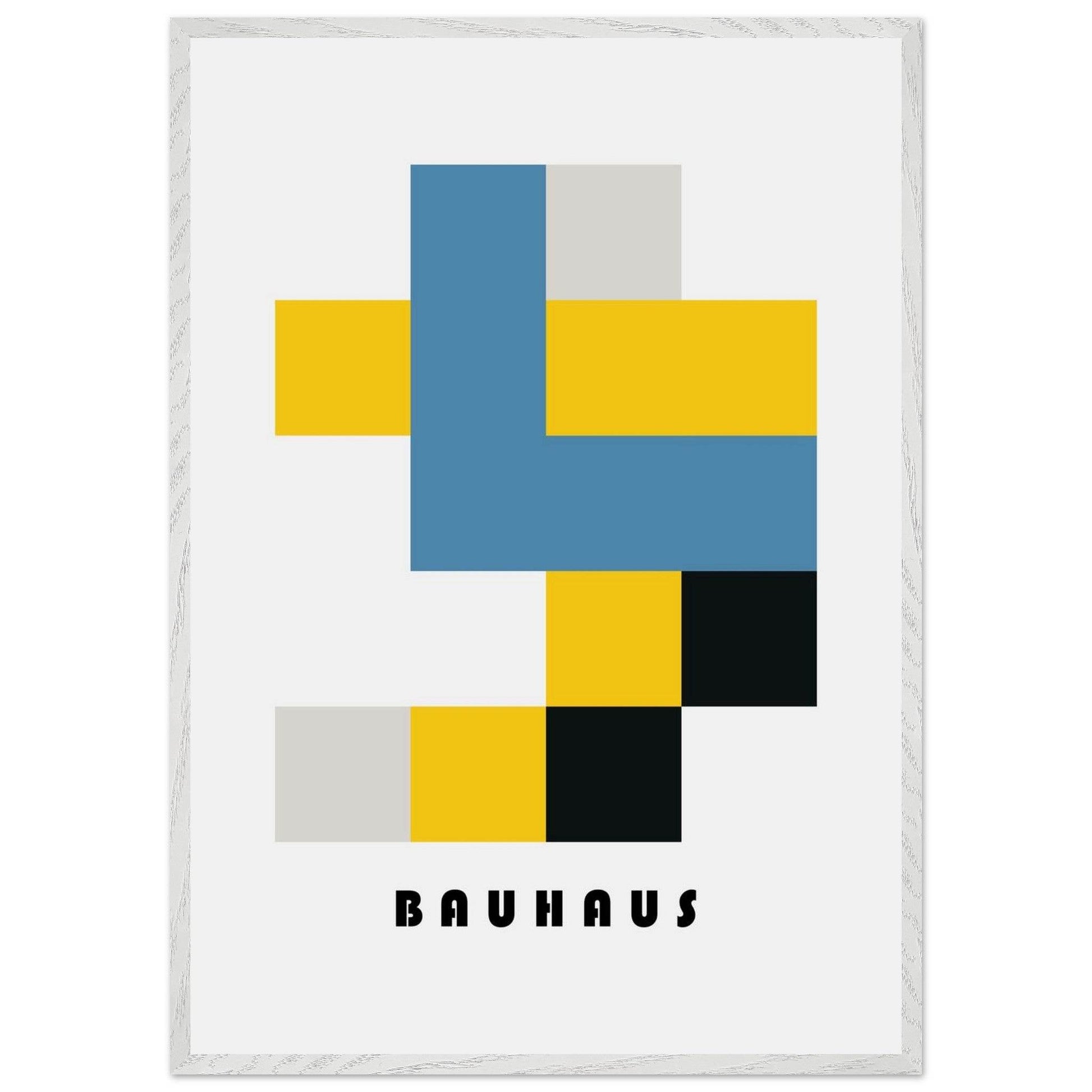Bauhaus Geometric Abstract Yellow Blue Movement Design Wall Art - Vibrantwalls