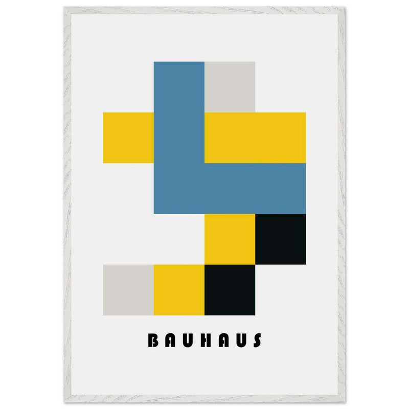 Bauhaus Geometric Abstract Yellow Blue Movement Design Wall Art - Vibrantwalls