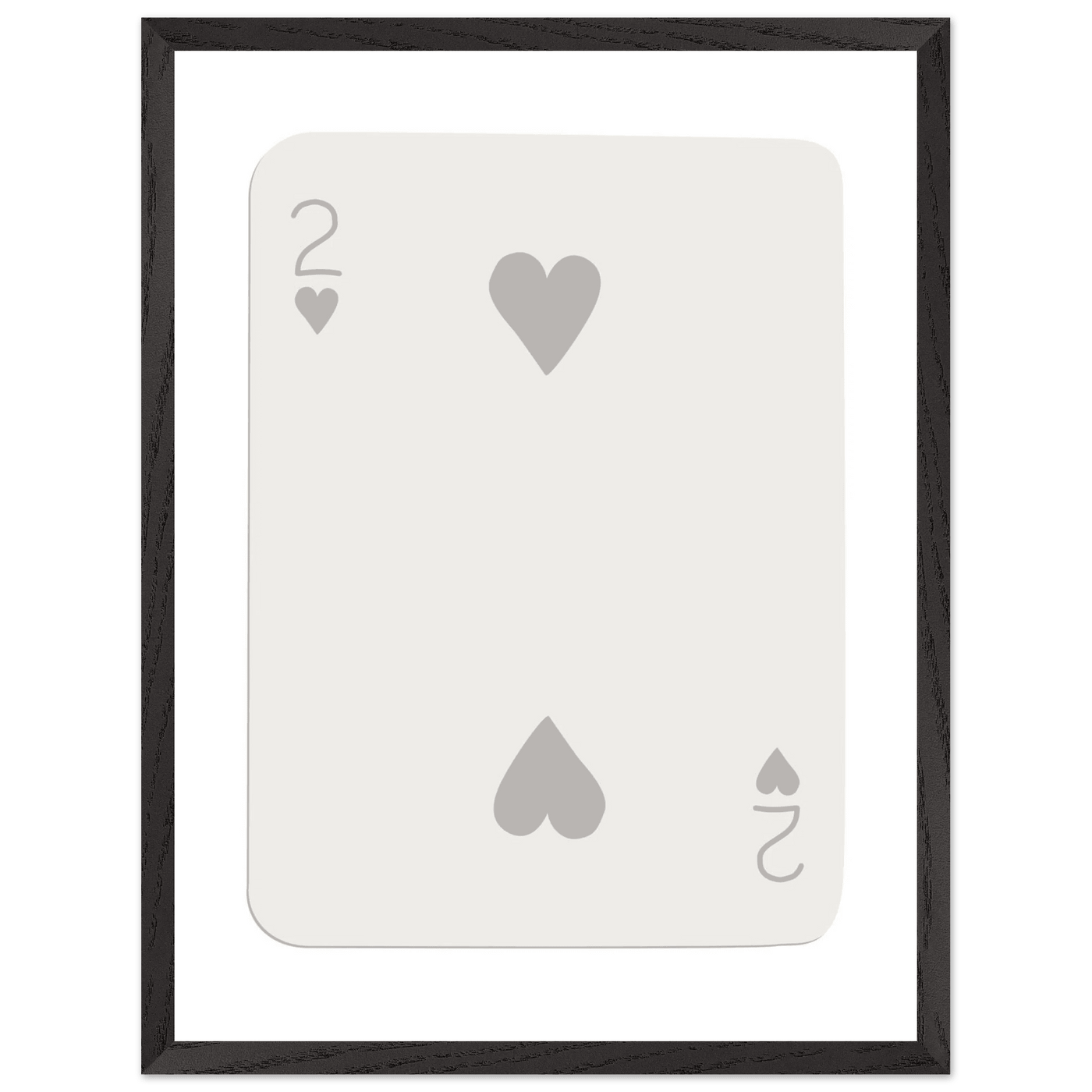 Minimalist Two of Hearts Poker Card Print - Mounted Framed Eco-Friendly Art for Modern Decor - Vibrantwalls