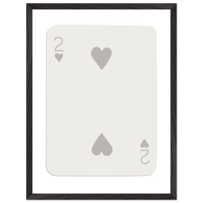 Minimalist Two of Hearts Poker Card Print - Mounted Framed Eco-Friendly Art for Modern Decor - Vibrantwalls