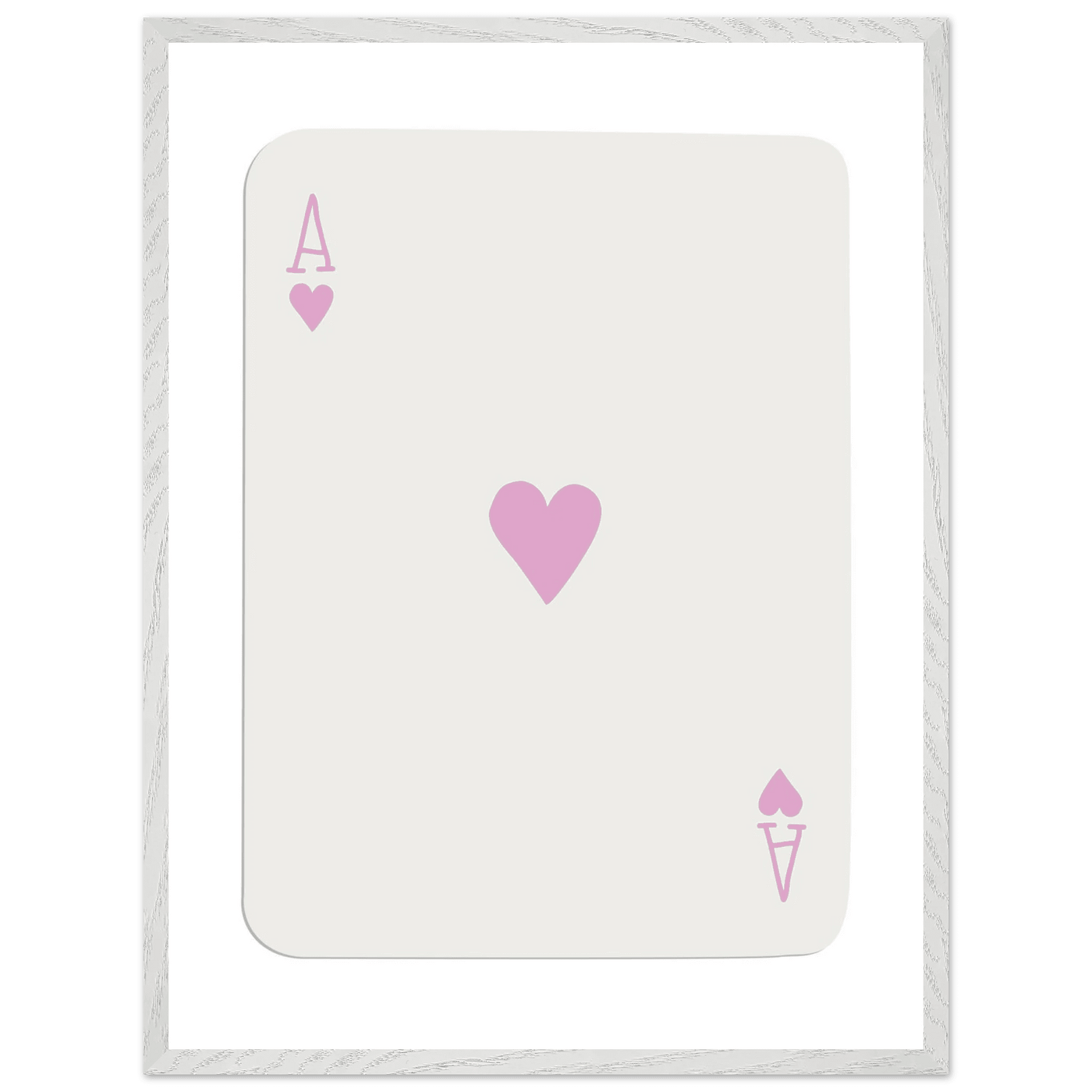 Minimalist Ace of Hearts Poker Card Print - Mounted Framed Poster Art, Eco-Friendly Wood Frame - Vibrantwalls