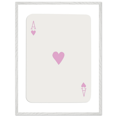 Minimalist Ace of Hearts Poker Card Print - Mounted Framed Poster Art, Eco-Friendly Wood Frame - Vibrantwalls
