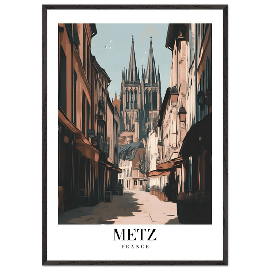 Metz France Framed Poster – Vintage European Cityscape Wall Art with Customizable Wooden Frame - Vibrantwalls