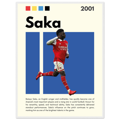 Bukayo Saka Arsenal Framed Poster – Modern Football Art Print for Gooners 60x80 cm 24x32″ White frame Vibrantwalls