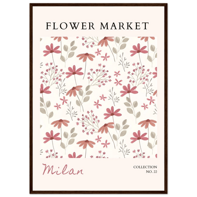 Milan Flower Market Framed Poster – Blush & Sage Floral Art Print | Ready-to-Hang Wall Decor - Vibrantwalls