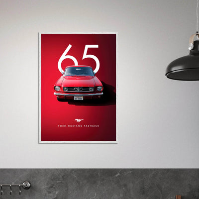 Iconic '65 Ford Mustang Fastback Framed Poster | Timeless Automotive Art, Ready-to-Hang in Your Style - Vibrantwalls
