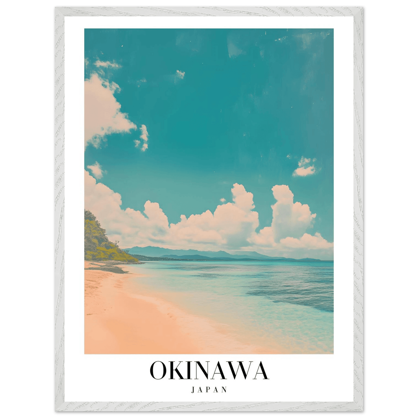Okinawa Japan Framed Poster – Vintage Beach Travel Wall Art with Wooden Frame - Vibrantwalls