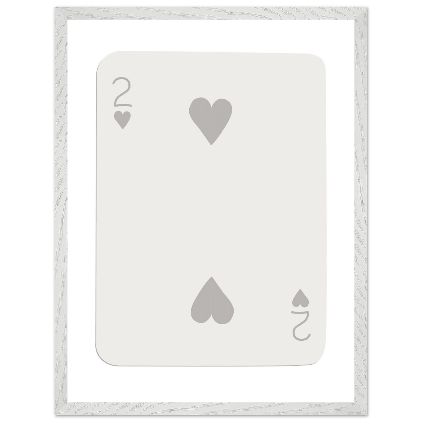 Minimalist Two of Hearts Poker Card Print - Mounted Framed Eco-Friendly Art for Modern Decor - Vibrantwalls