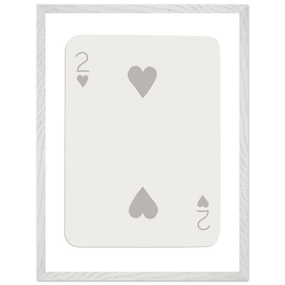 Minimalist Two of Hearts Poker Card Print - Mounted Framed Eco-Friendly Art for Modern Decor - Vibrantwalls