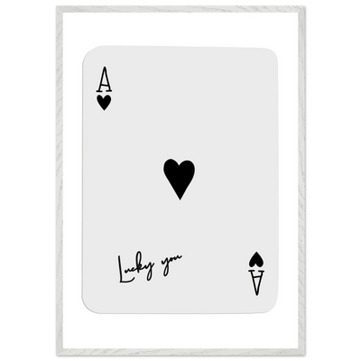 Lucky You Ace of Hearts Poker Card Print - Framed Wall Art, Eco-Friendly Wood Frame in Black, White, or Natural - Vibrantwalls