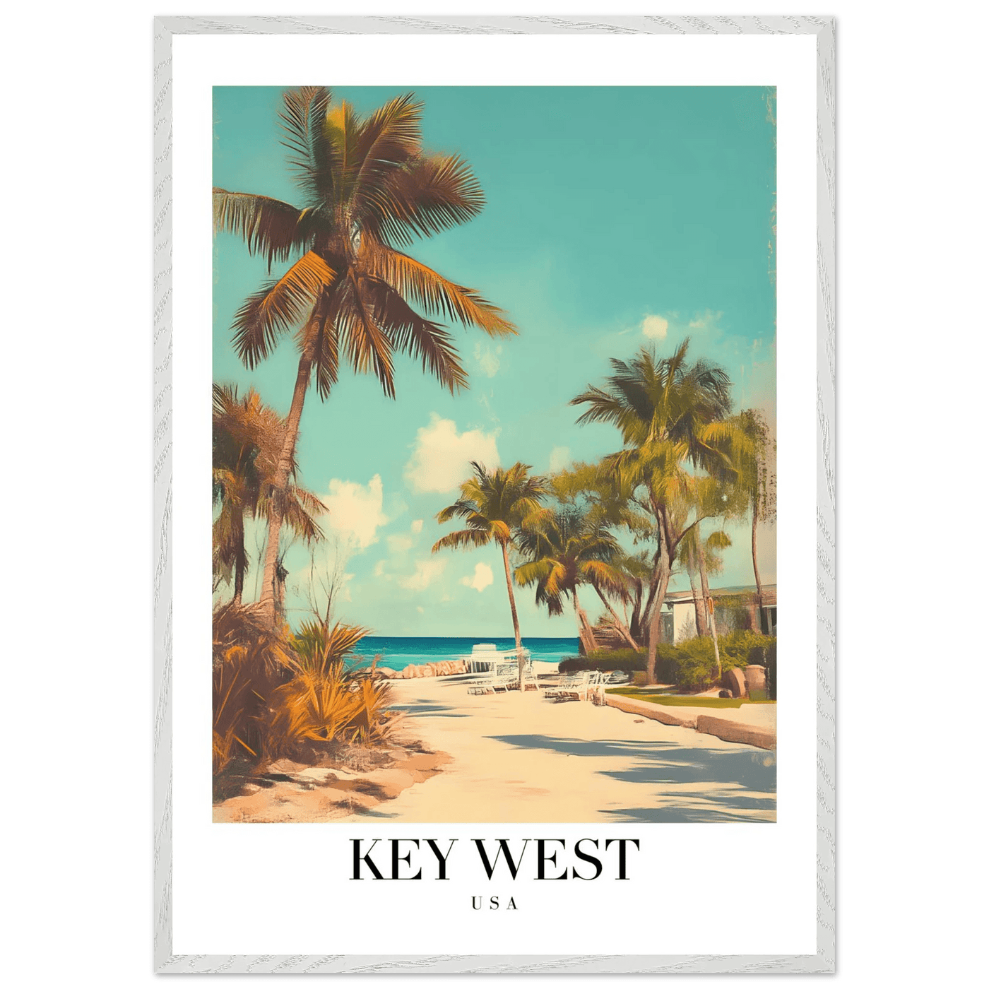 Key West USA Framed Poster – Vintage Travel Wall Art with Wooden Frame - Vibrantwalls