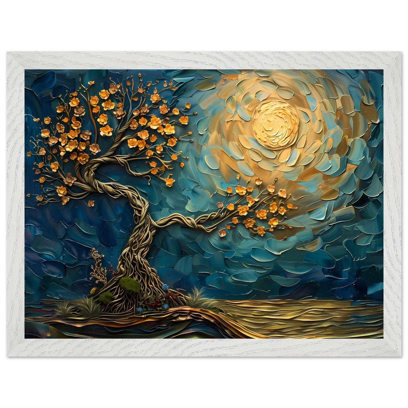 Tree of Life Jewelry - Golden Blooms & Midnight Sky Design - Vibrantwalls