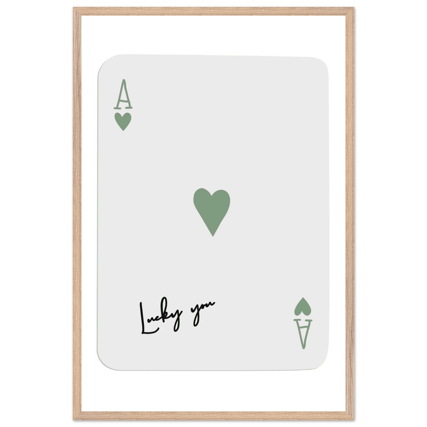Lucky You Ace of Hearts Poker Card Print - Mounted Framed Poster Art, Eco-Friendly Wood Frame - Vibrantwalls