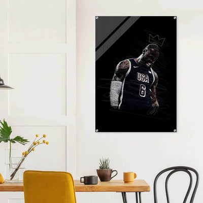 LeBron James 'King' Sketch Acrylic Print – Dynamic, Modern Sports Wall Art in Multiple Sizes - Vibrantwalls