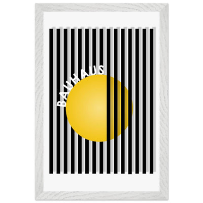 Bauhaus Yellow Circle Wall Art with Modern Stripes - Vibrantwalls