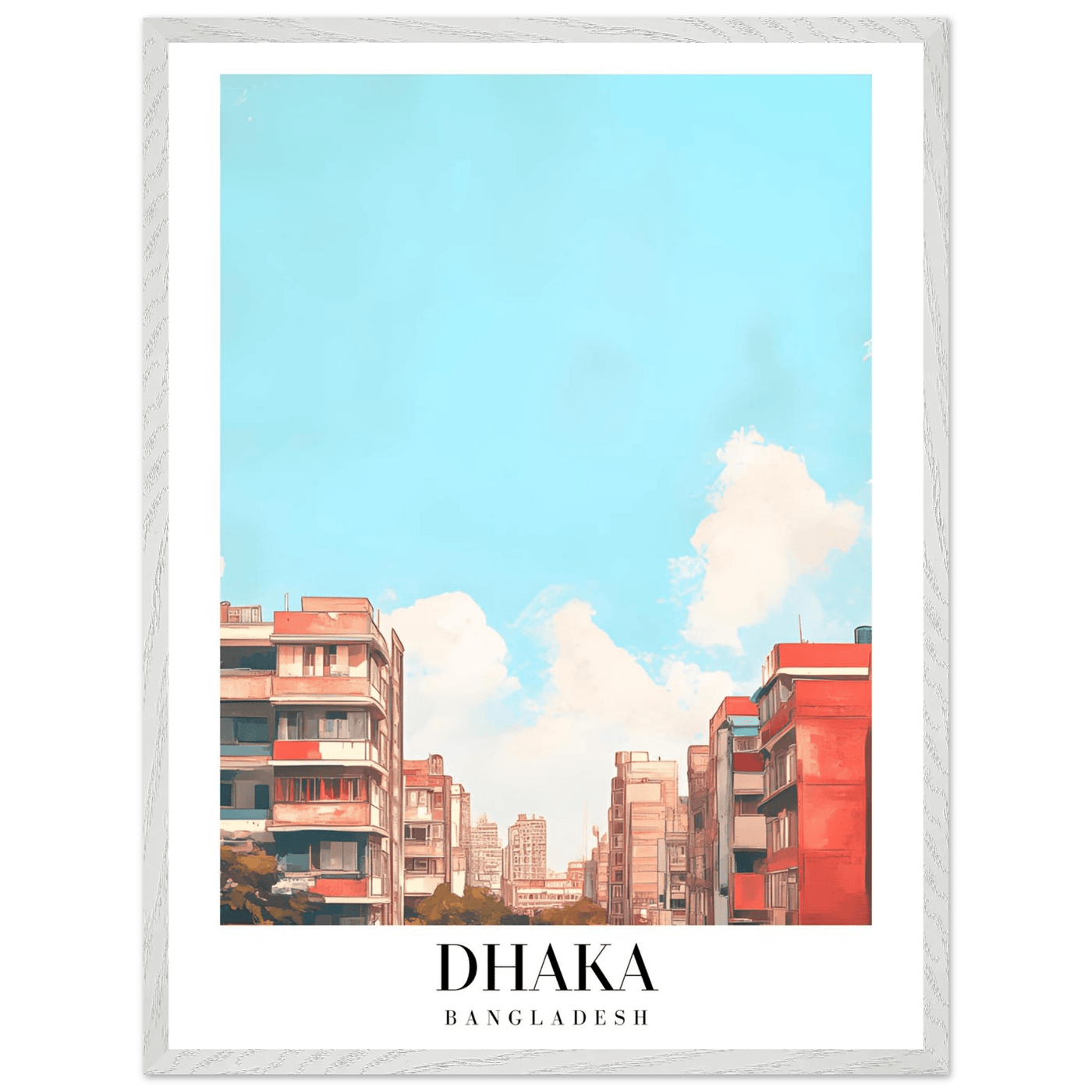 Dhaka Bangladesh Framed Poster – Pastel Cityscape Wall Art with Customizable Wooden Frame - Vibrantwalls