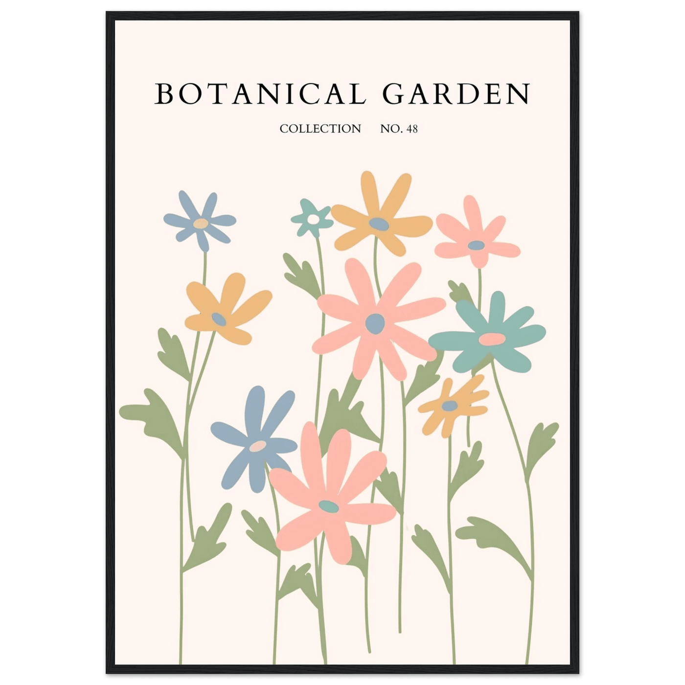 Botanical Garden Framed Poster – Whimsical Pastel Floral Art Print | Ready-to-Hang Wall Decor - Vibrantwalls