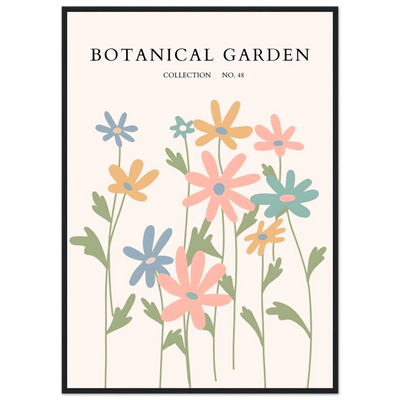 Botanical Garden Framed Poster – Whimsical Pastel Floral Art Print | Ready-to-Hang Wall Decor - Vibrantwalls