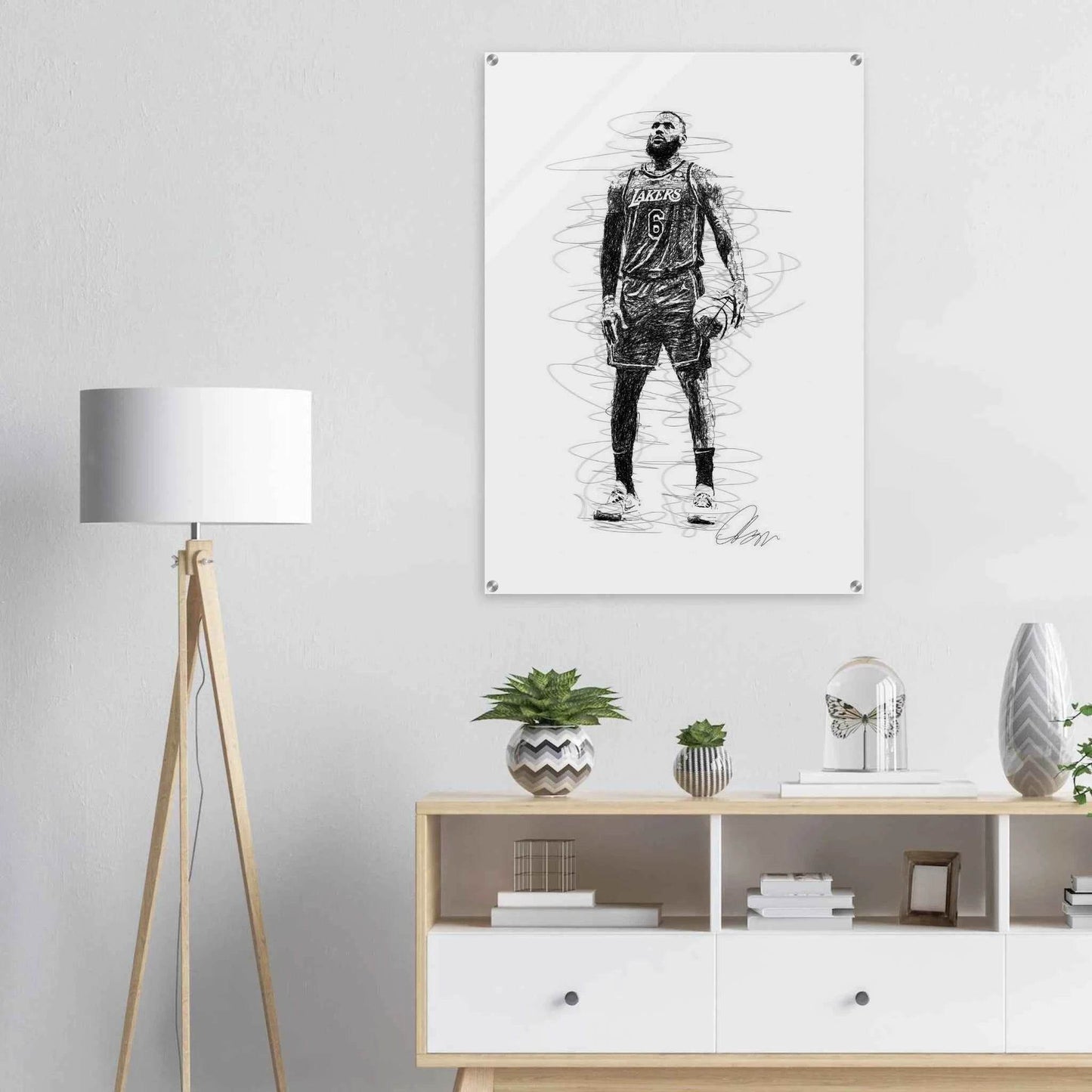 LeBron James Wall Art – Dynamic, Modern NBA Sketch Acrylic Print for Sports Fans - Vibrantwalls