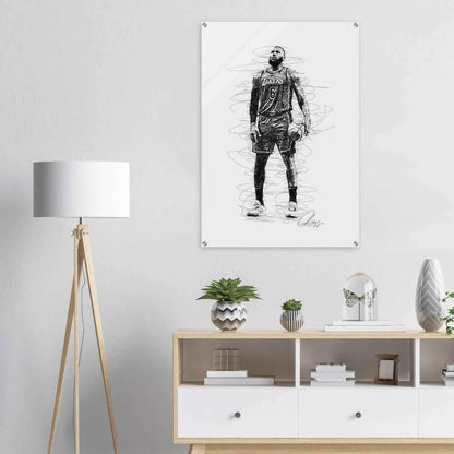 LeBron James Wall Art – Dynamic, Modern NBA Sketch Acrylic Print for Sports Fans - Vibrantwalls