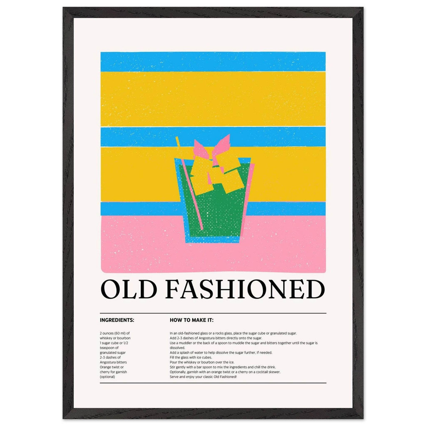 Old Fashioned Cocktail Recipe Art Print - Vibrantwalls